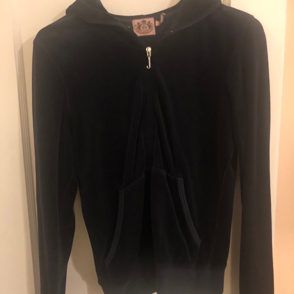 Navy Juicy Couture velour zip hoodie